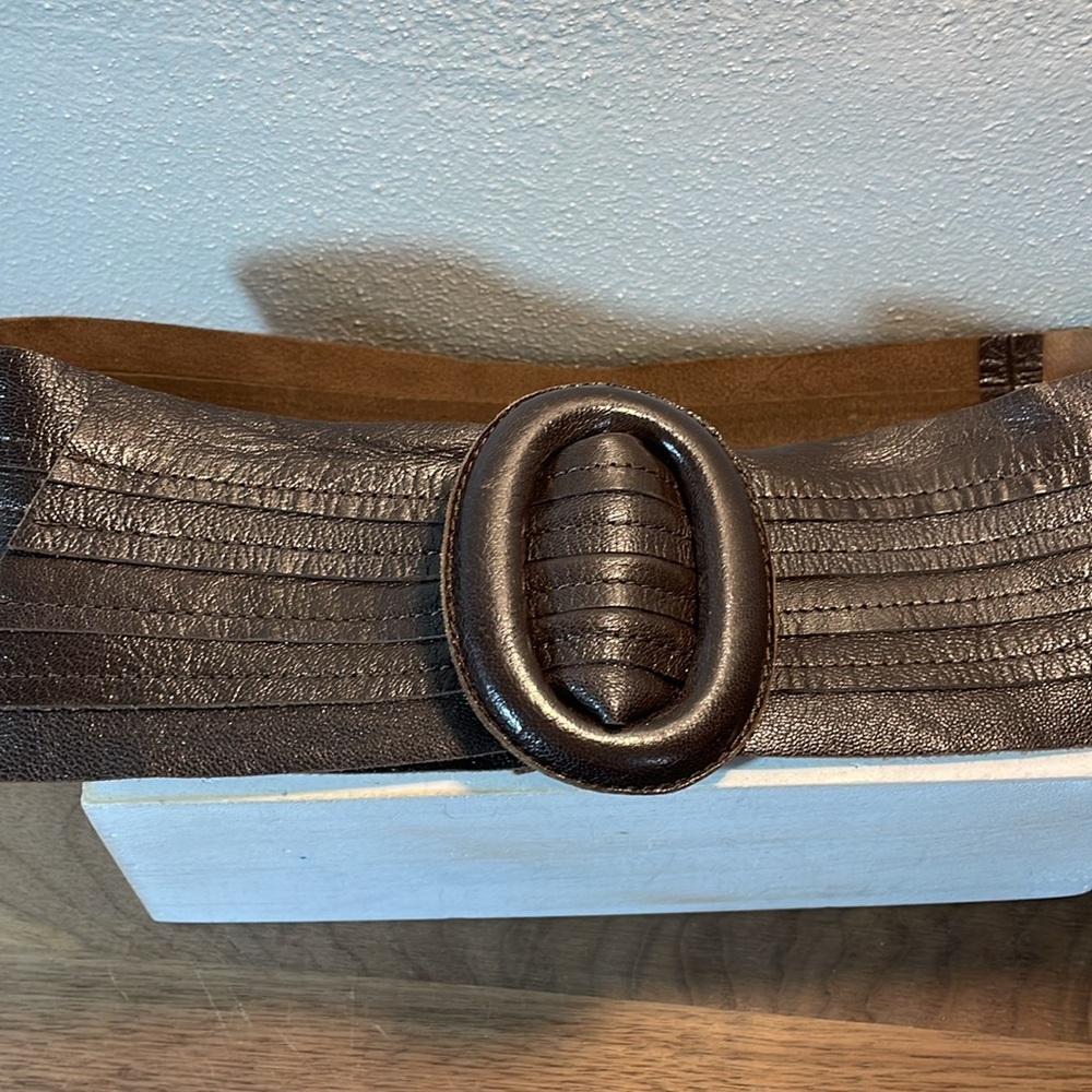 Plenty By Tracy Reese Tiered Wide Leather Pull Close Belt Boho Minimal Size M/L
